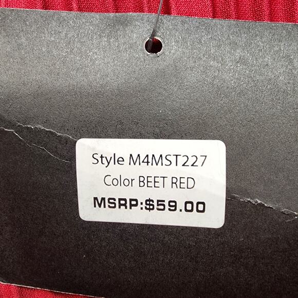 NEW Marc New York Skirt Womens S Beet Red Pull On Pleated Side Zip Slit Preppy - Picture 5 of 11